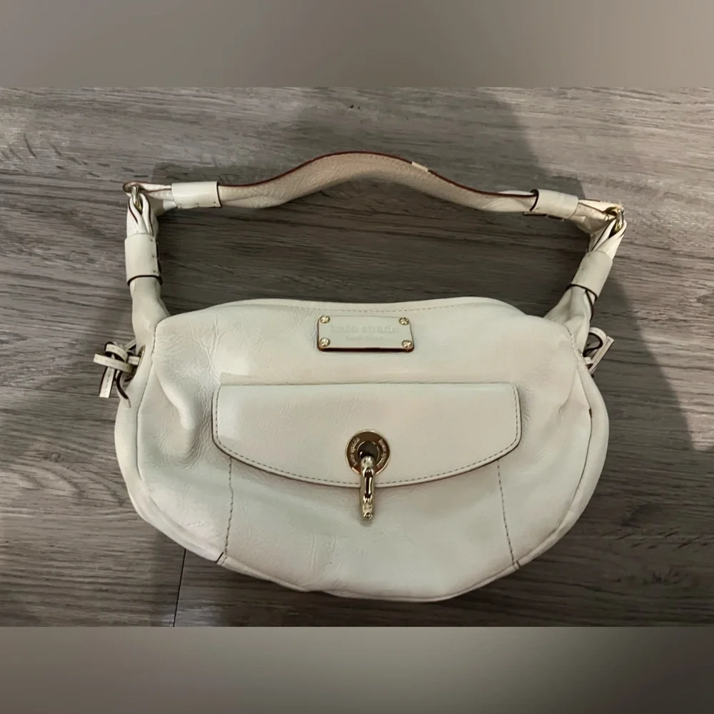 Y2K KATE SPADE White Leather Shoulder Bag